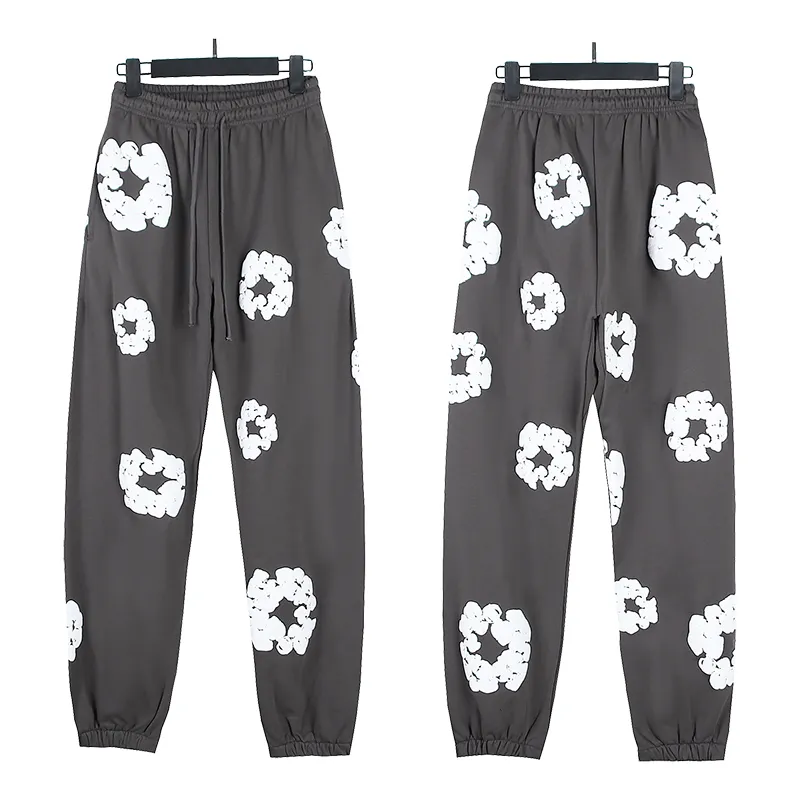 720# P186 Real shot DENIM TEARS main line Kapok foam printed American casual sweatpants Fabric 380g pure cotton terry cloth Color: black gray black-gray red dark green royal blue orange pink light blue carbon gray color blue white purple lake blue code number: S M L XL